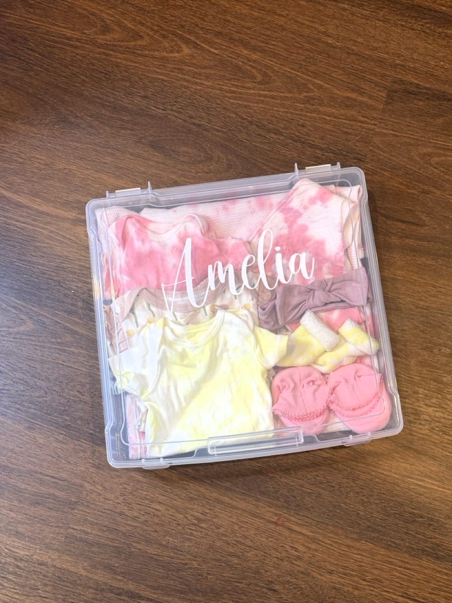 Pink personalized baby box
