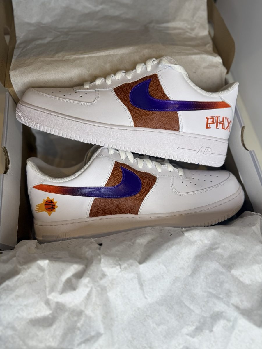 Sneakers hand-painted in Phoenix basketball colors
