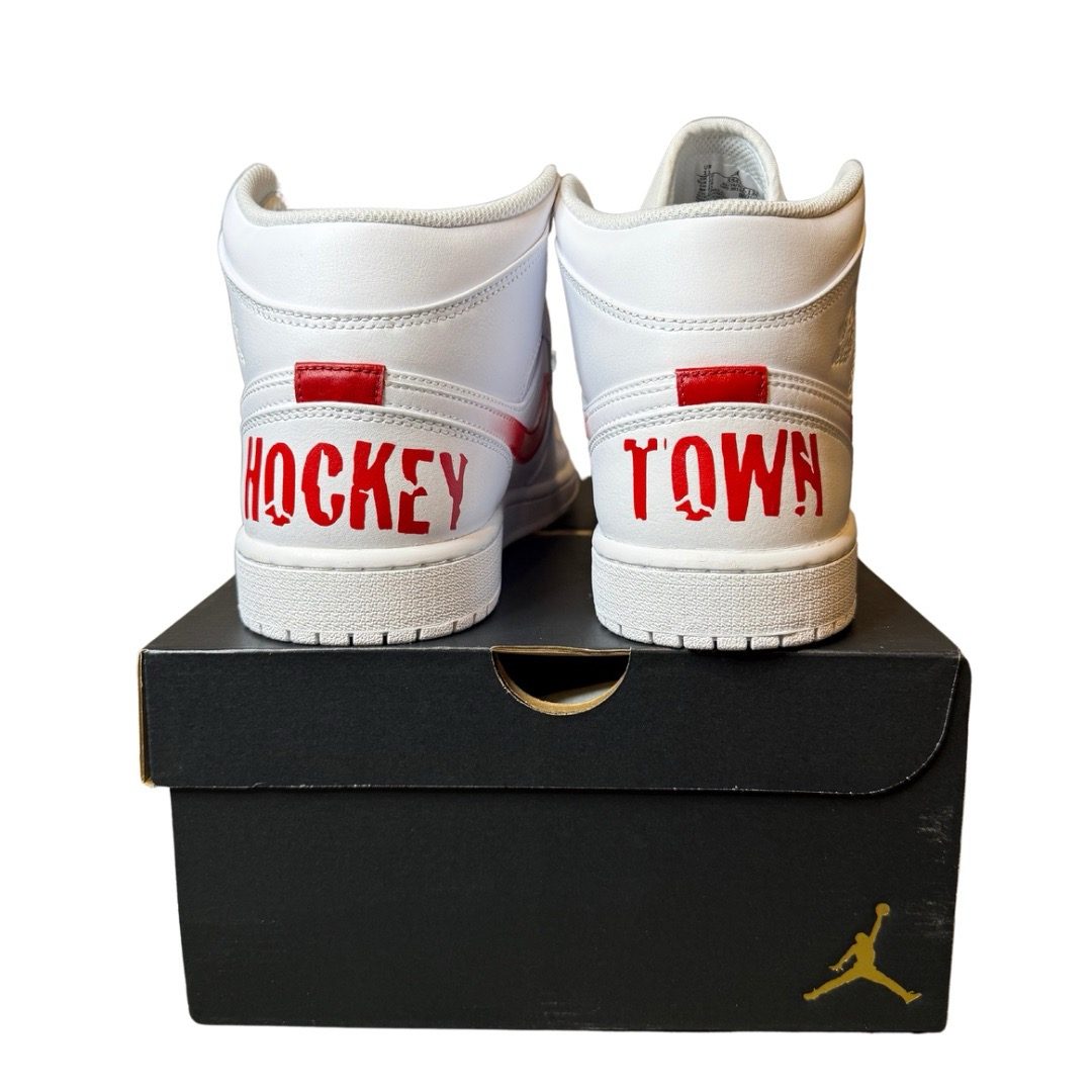 Hand-painted Detroit hockey high-tops
