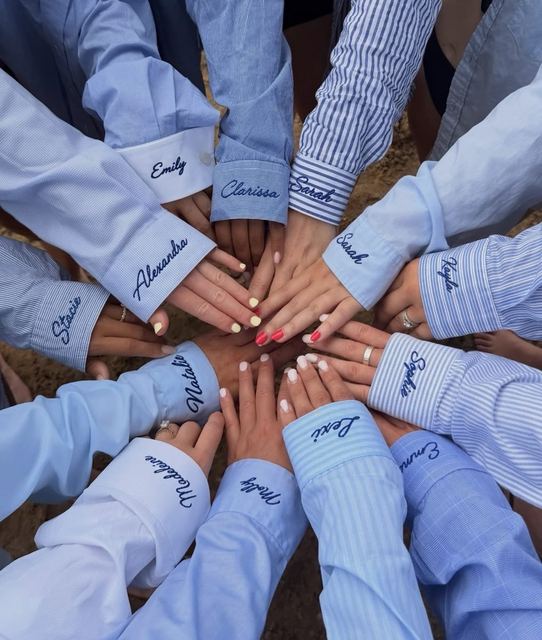 Bridal party in embroidered shirts