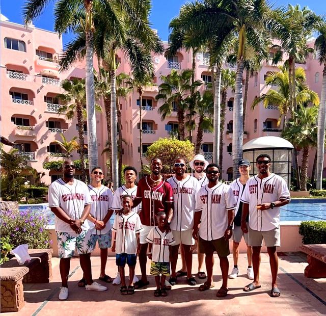 Group in matching custom jerseys