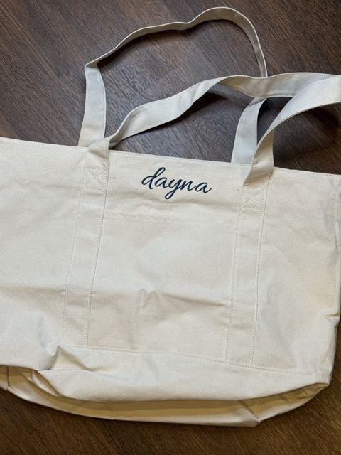 Embroidered name tote bag