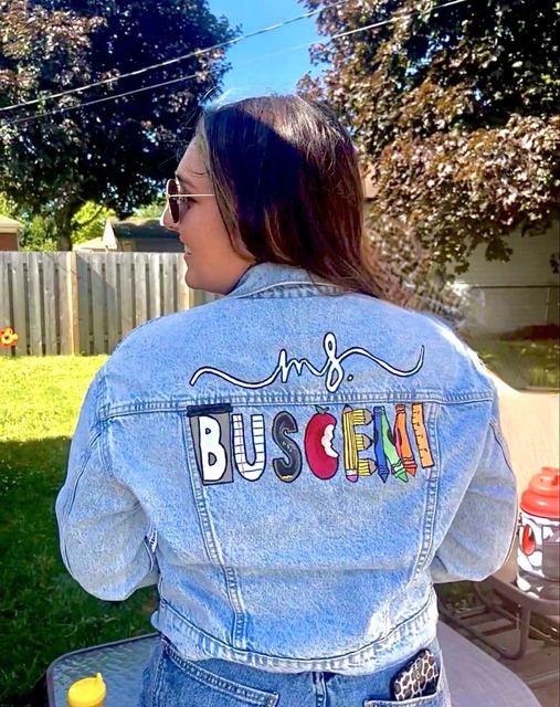 Hand-painted teacher jean jacket
